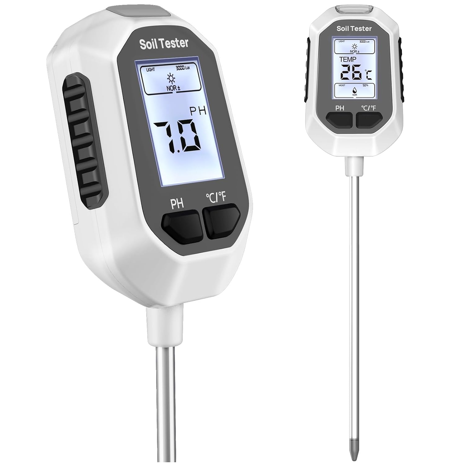 4-in-1 Soil Meter — Moisture, pH, Temperature and Light, LCD