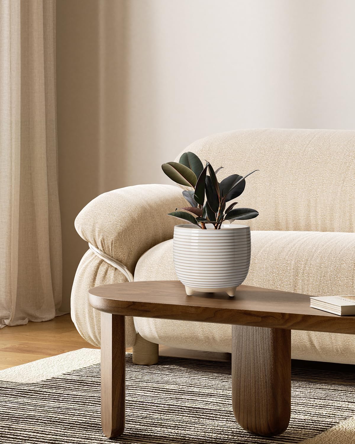 Footed Ceramic Planters — Set of 2, 5.1/6.4 in, White