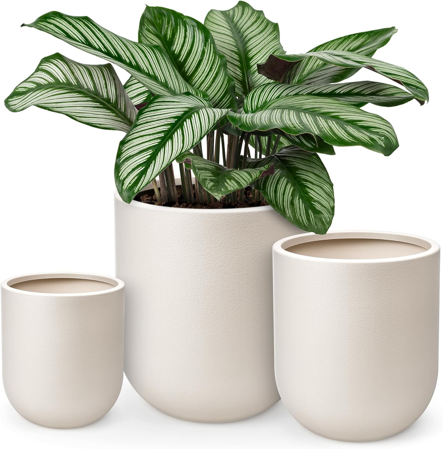 Large Plastic Plant Pots — Set of 3, 10/11.5/13 in, Heavy Duty