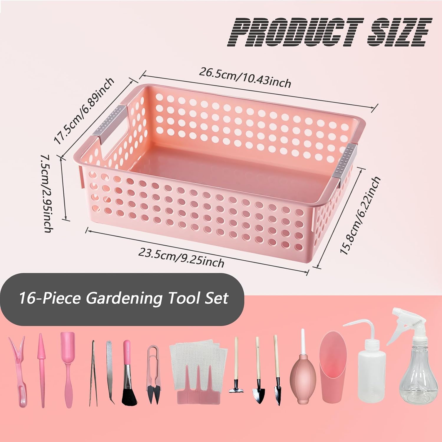 Mini Garden Tool Set for Succulents — with Pot, Pink