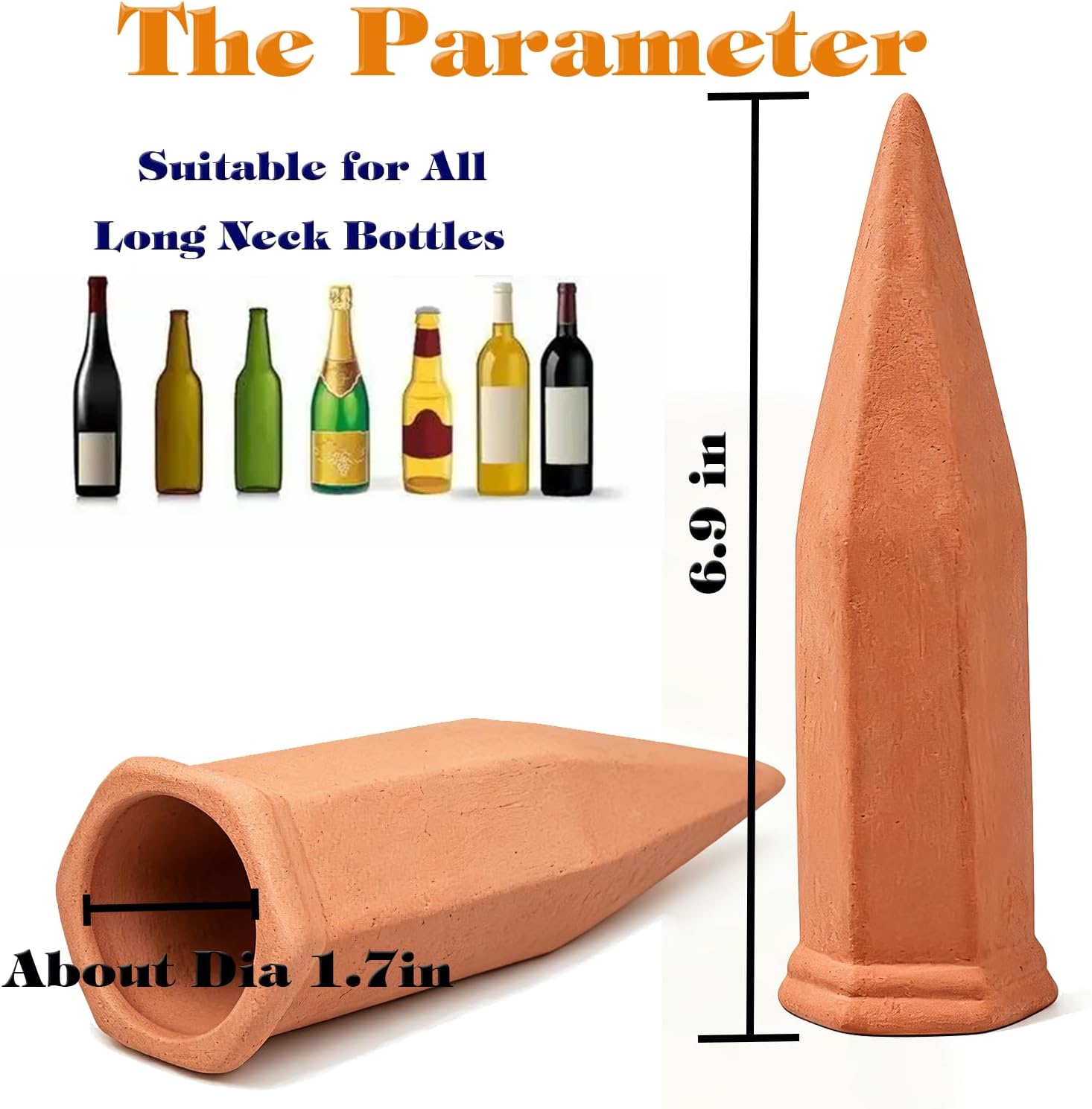 Terracotta Watering Spikes — 6 Pack, Slow Release