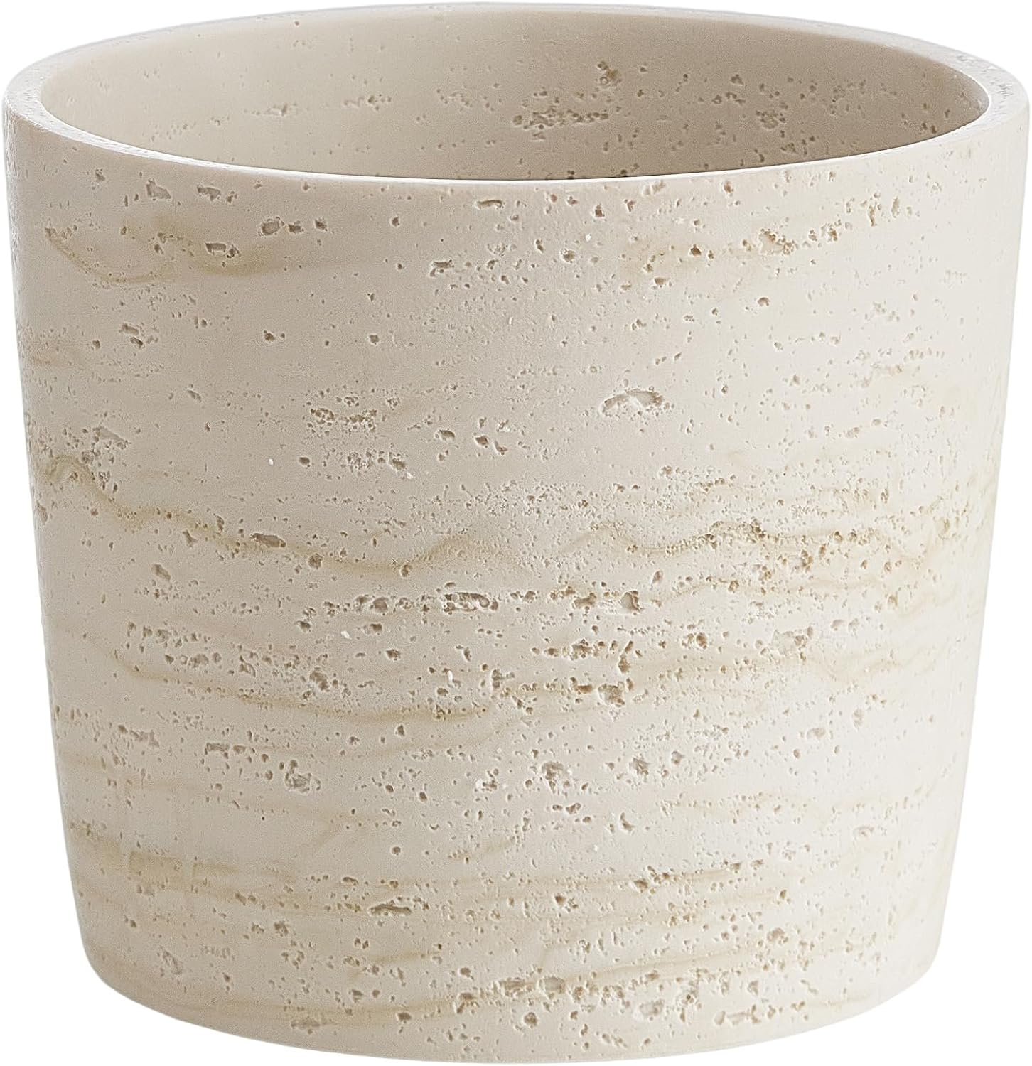 Travertine-Texture Resin Planter — 7 in, Weatherproof